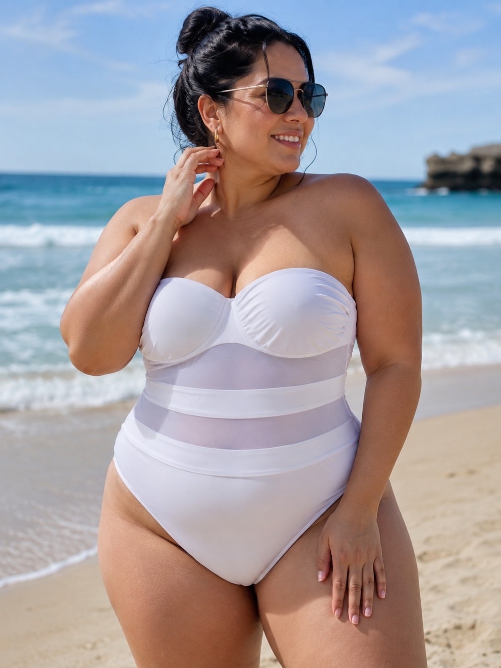 White Strapless One-Piece Swimsuit – Size XL